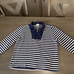 J. Crew Striped Fleece Half-Zip Pullover Sweater Medium (M)